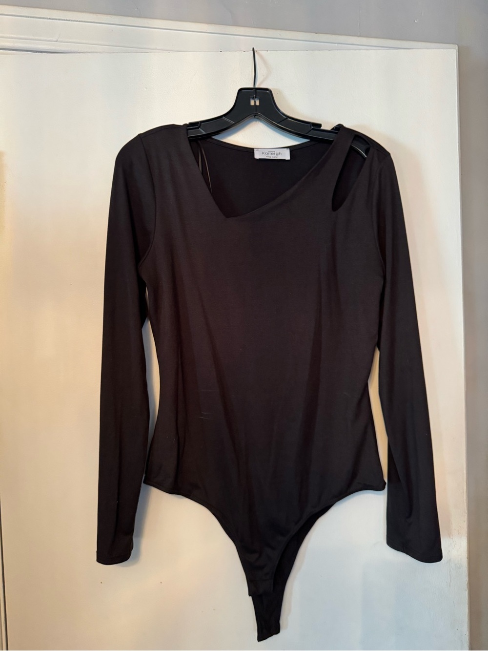 Kaileigh Black Long-Sleeve Cutout Bodysuit